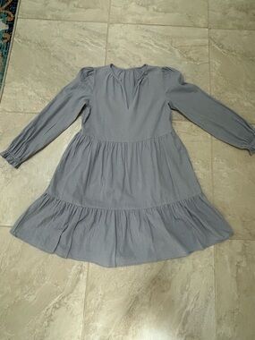 Cynthia Rowley Lavender Tiered V-Neck Long-Sleeve Mini Dress